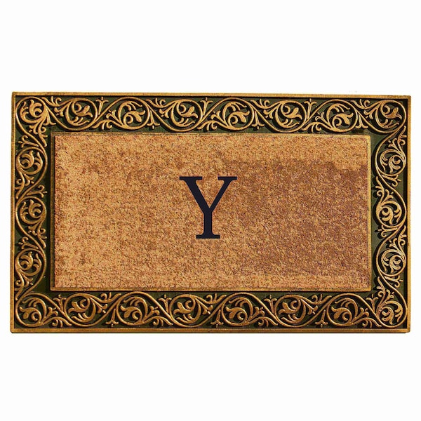 Calloway Mills Monogram Door Mat, Gold, Black, Natural, 18 in W x 30 in L 10001GOLDY - main